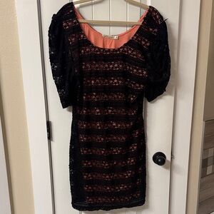 Liberty Love Black and Coral Mini Dress